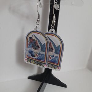 Stay Positive Shark Earrings